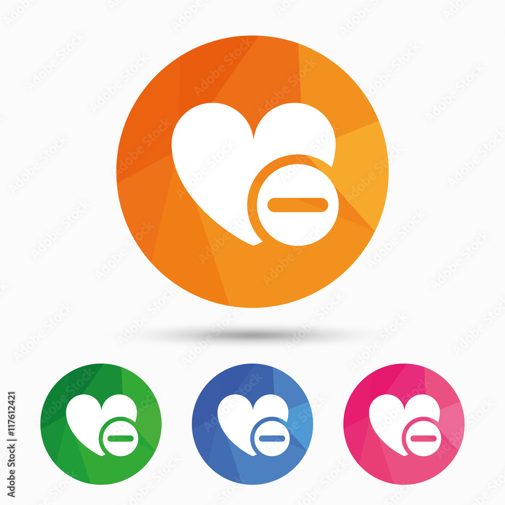 Fototapeta premium Heart sign icon. Remove lover symbol.