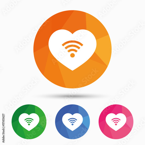 Love Wifi sign. Wi-fi symbol. Wireless Network.