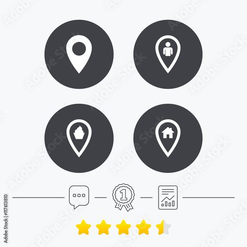 Free Download Map pointer icons. Home, food and user location. - GFXLoad