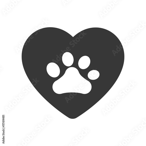foot print heart dog love pet animal icon. Isolated and flat illustration. Vector graphic