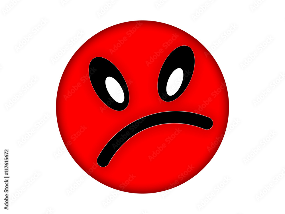 Red angry face on a white background Red angry face on a white background