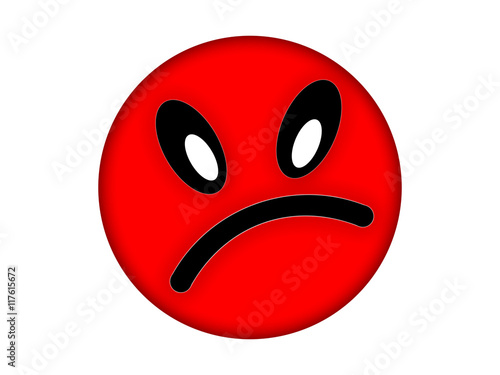 Obraz na płótnie Red angry face on a white background