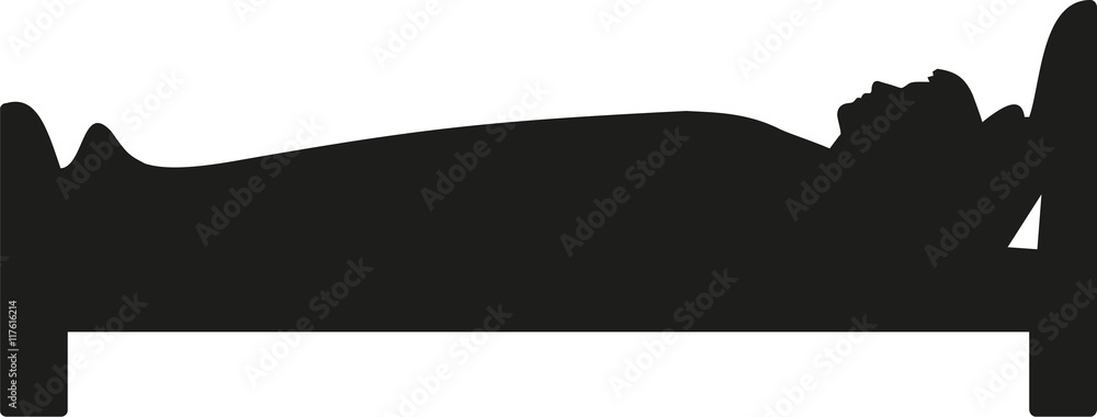 Man lying in bed and sleeping silhouette Man lying in bed and sleeping silhouette