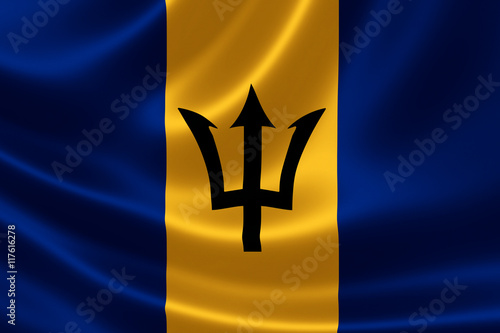 Flag of Barbados on satin texture