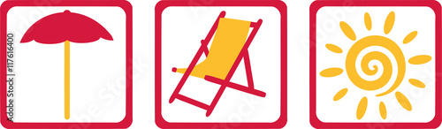 Canvas Print Parasol, beach chair and sun - Vacation equipment