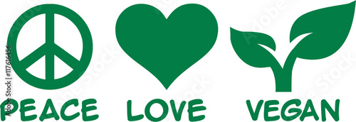 Peace love vegan with icons photo