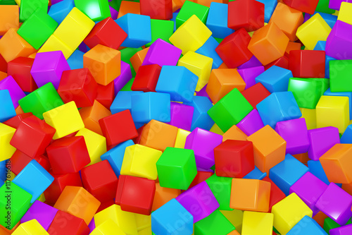 Colorful cubes background  3D rendering