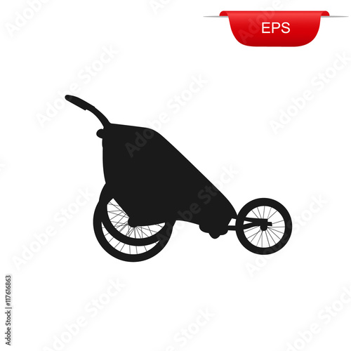 stroller for running, icon, vector illustration