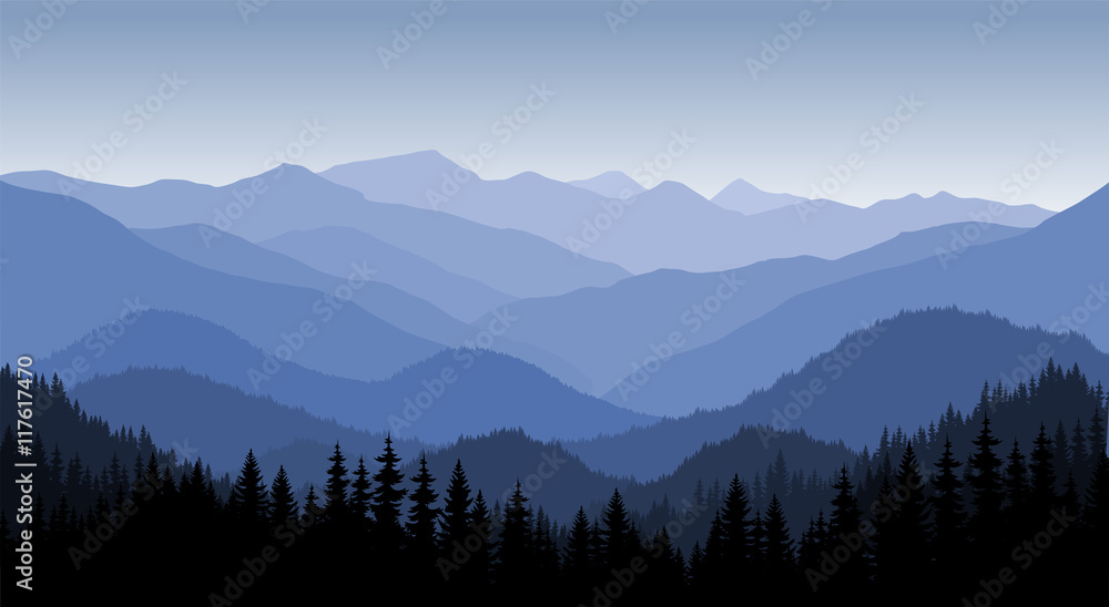 Obraz premium vector morning in mountains