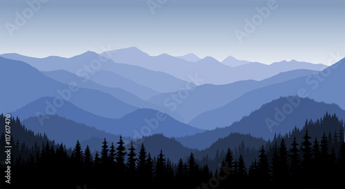 vector morning in mountains