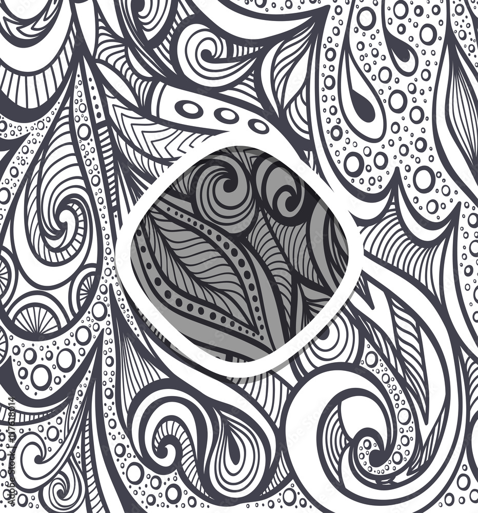 Template frame with Zen-doodle pattern in grey Template frame with Zen-doodle pattern in grey