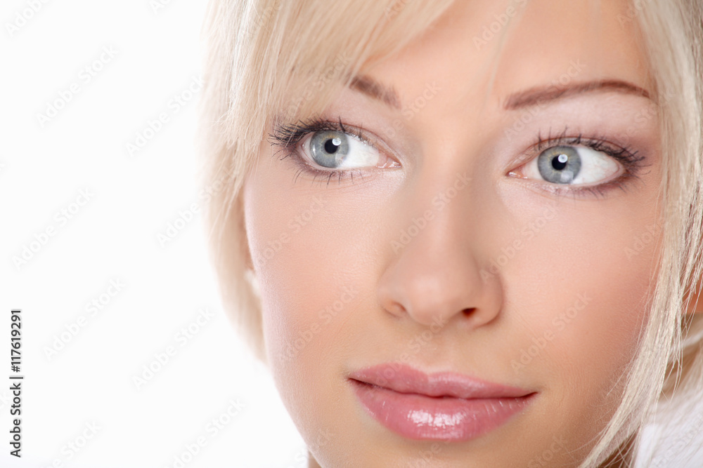 Close up portrait of beautiful young woman face Close up portrait of beautiful young woman face