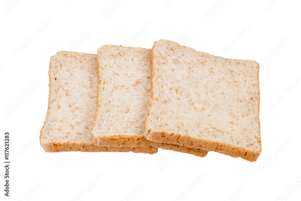 Slice of white bread isolated on white Slice of white bread isolated on white
