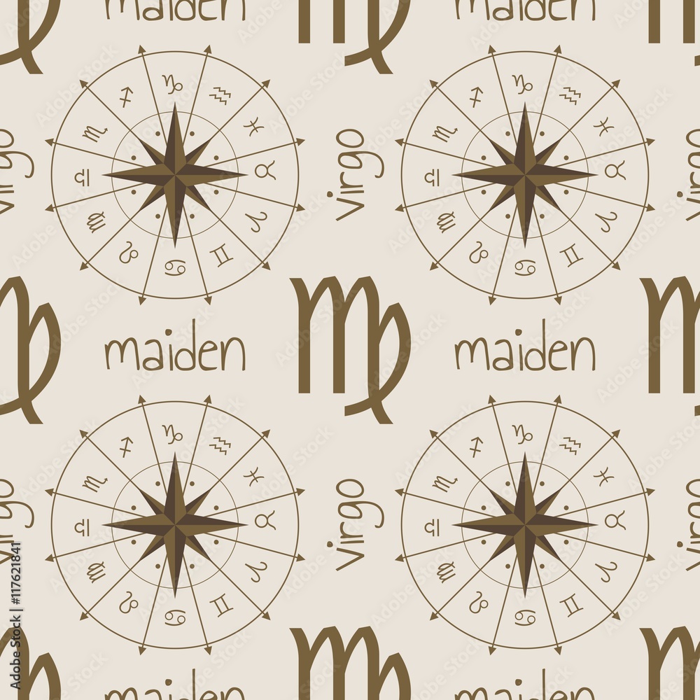 Astrology sign Maiden. Seamless background. Vector illustration