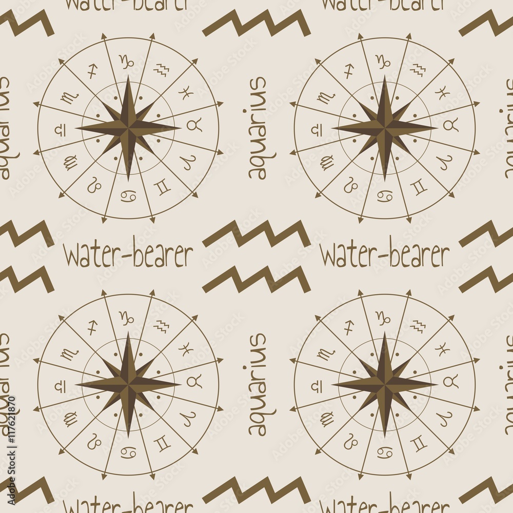 Astrology sign Water bearer. Seamless background. Vector illustration