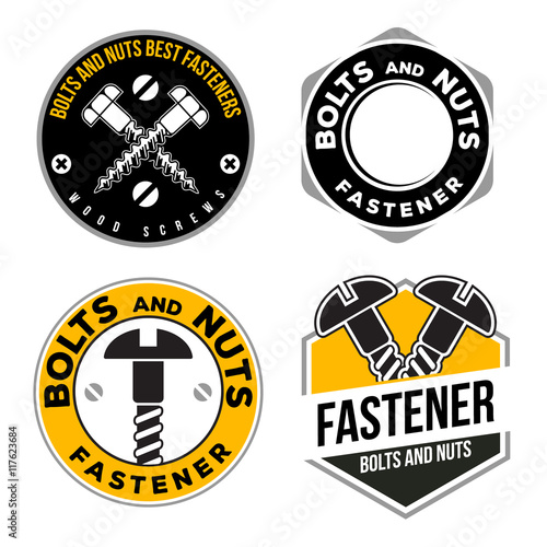 bolts and nuts emblems set
