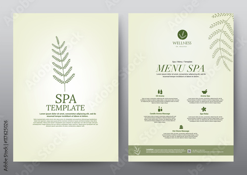 Wellness Spa Yoga banner template flyer menu cover, vector illustration