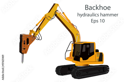 backhoe and hydraulics hammer machine