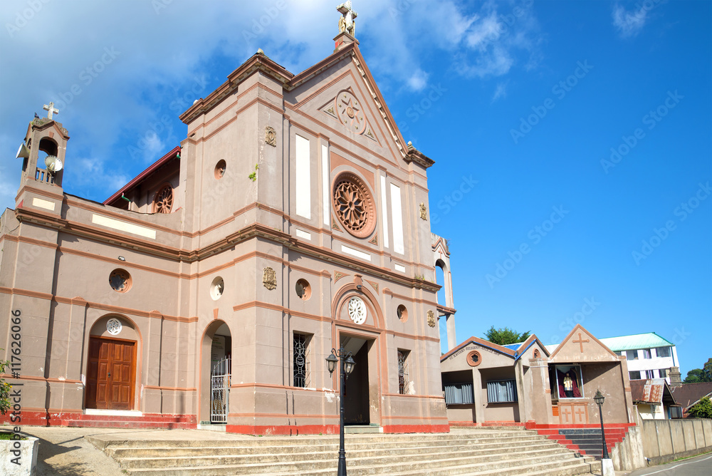 The Church of St. Francis Ksavierskogo, sunny day. Nuwara Elia, Sri Lanka