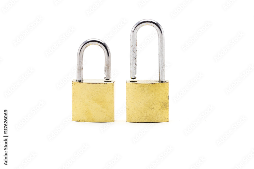 Old padlock on white background Old padlock on white background