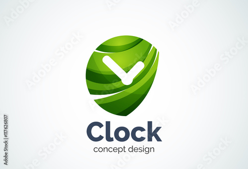 Clock logo template, time management business concept