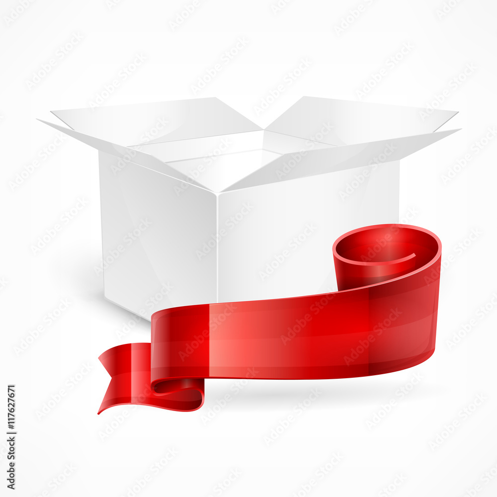 White box red ribbon White box red ribbon