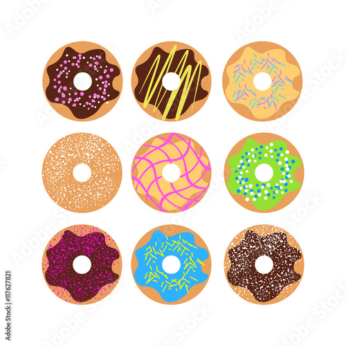 set of donuts icon in line style