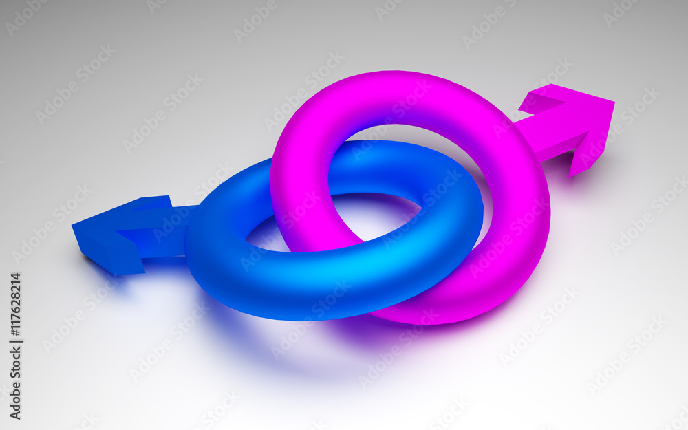 Illustration of symbol for gay, lesbian relationship, love or sexuality. 3D rendering. Illustration of symbol for gay, lesbian relationship, love or sexuality. 3D rendering.