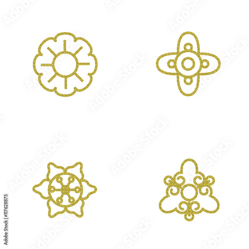 Set of four golden symbols.
