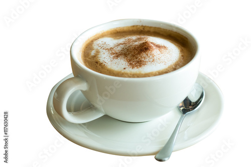 cappuccino coffee isolated white background cup of coffee