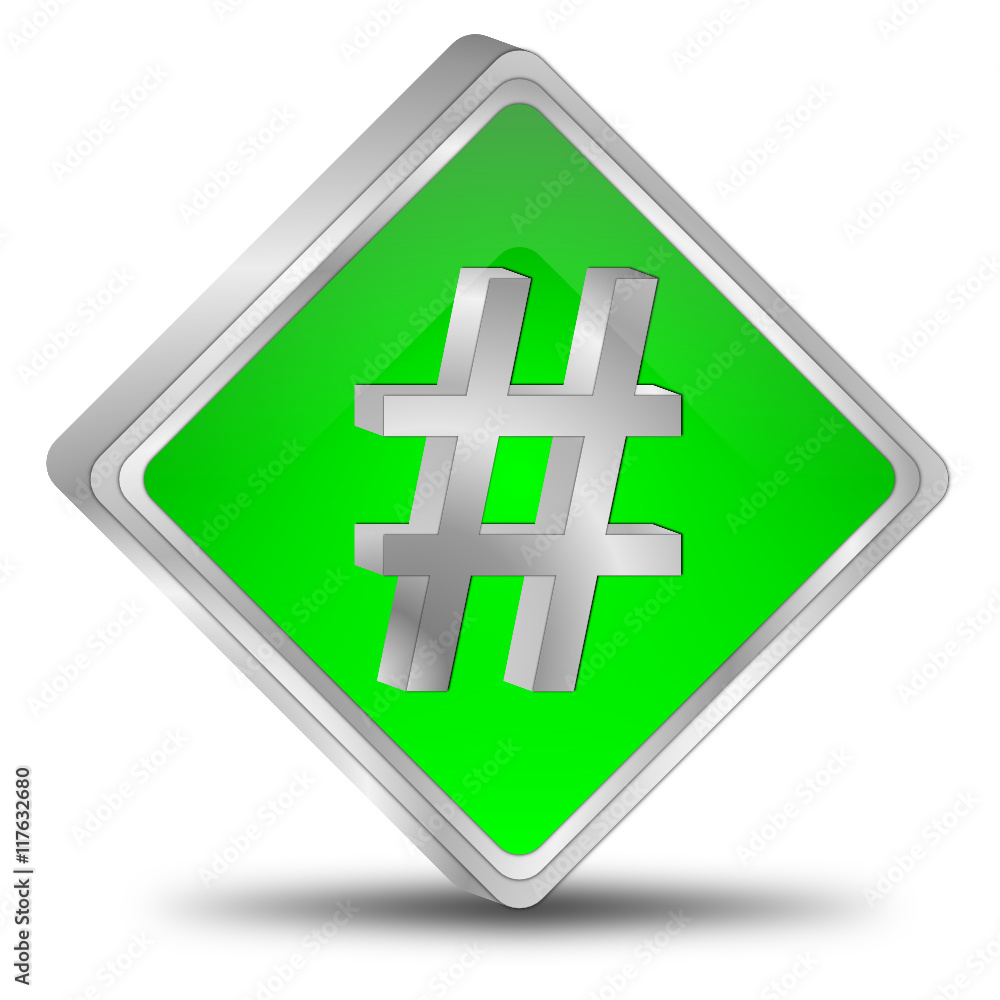 Obraz premium Hashtag Button - 3D illustration