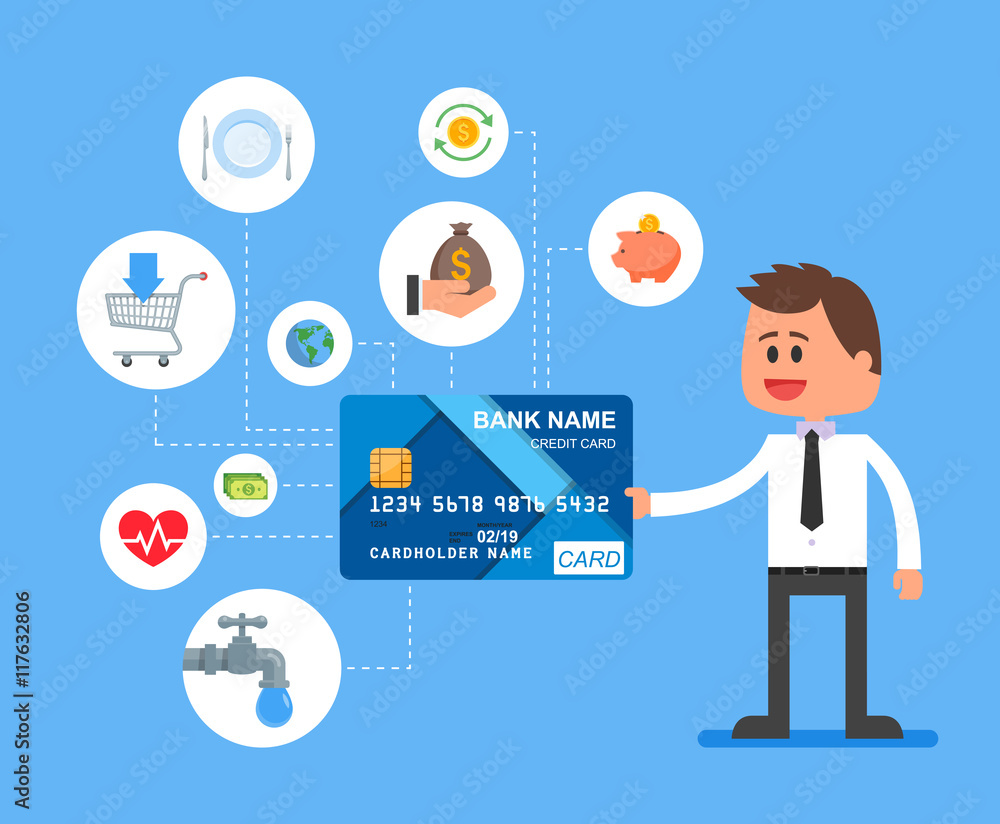 Credit card payments concept vector illustration in flat style. Financial design elements and icons. Credit card payments concept vector illustration in flat style. Financial design elements and icons.