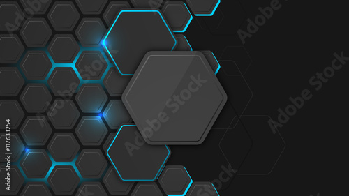 Abstract vector background or pc desktop wallpaper with hexagonal structure and backlighting.