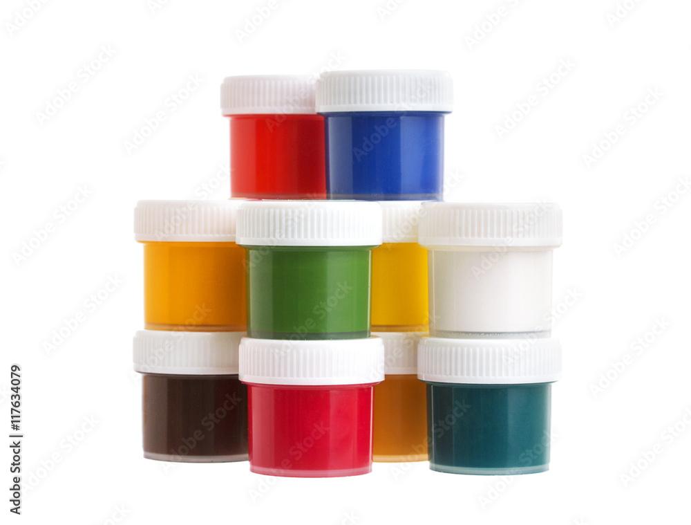 Gouache cans isolated on white background Gouache cans isolated on white background