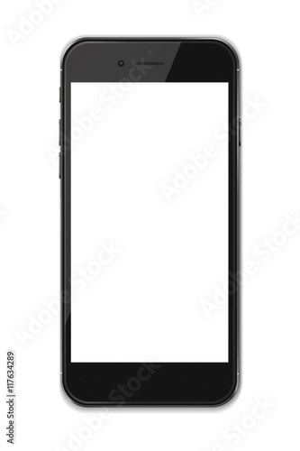 Smart phone with blank screen and shadows.