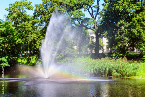 Rainbow in the sprays of fountain © aleluk