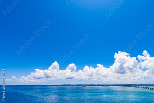 Sea, clouds, landscape. Okinawa, Japan, Asia.