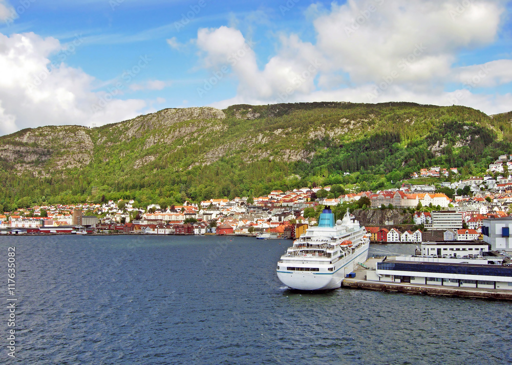 Panorama of the port of Bergen (Norway)