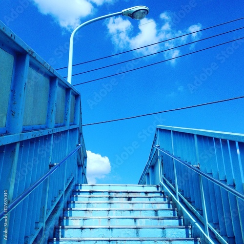 blue colored overpass