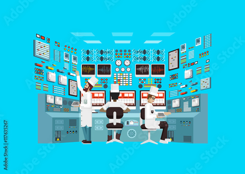 illustration of facade architecture nuclear power plant in flat style