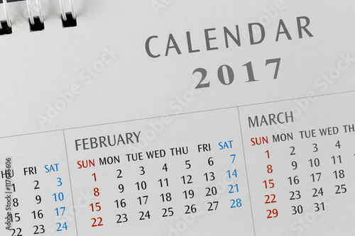 Picture show the Text on calendar in 2017 year.
