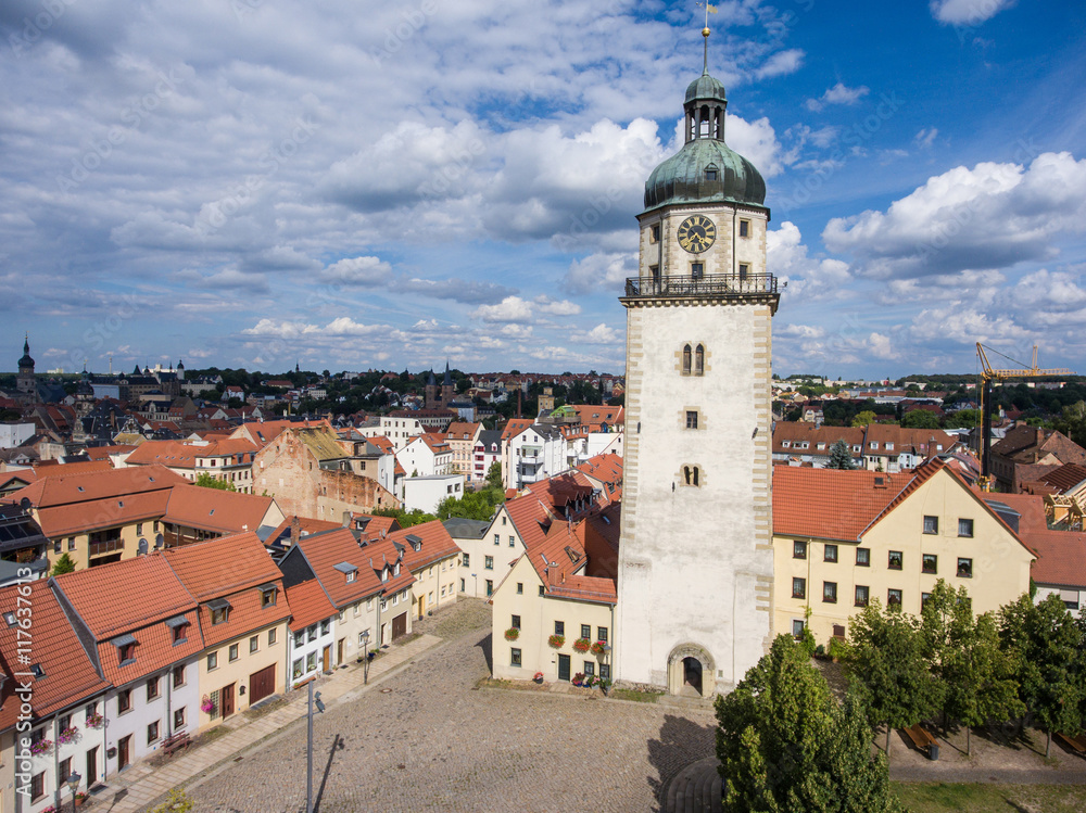 View to Nikolai Church tower in Altenburg Thuringia