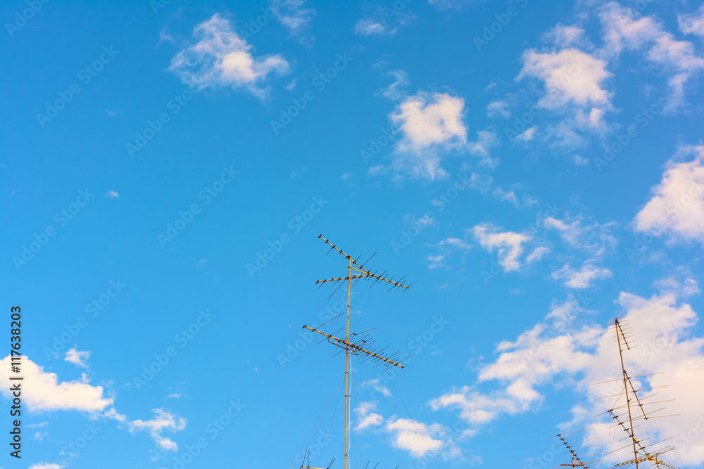 Old antenna with blue sky Old antenna with blue sky