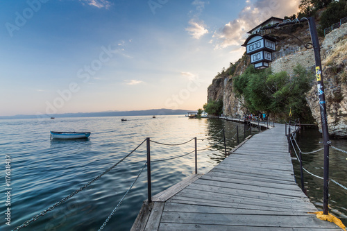 Konstfotografi Gangplank over Lake Ohrid in Macedonia