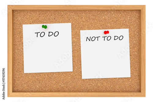 To Do Or Not To Do: Cork Board With Wooden Frame Isolated On White Background, 3d illustration