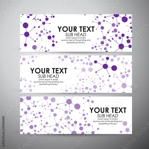 Abstract purple Molecule pattern. Vector banners set background. 