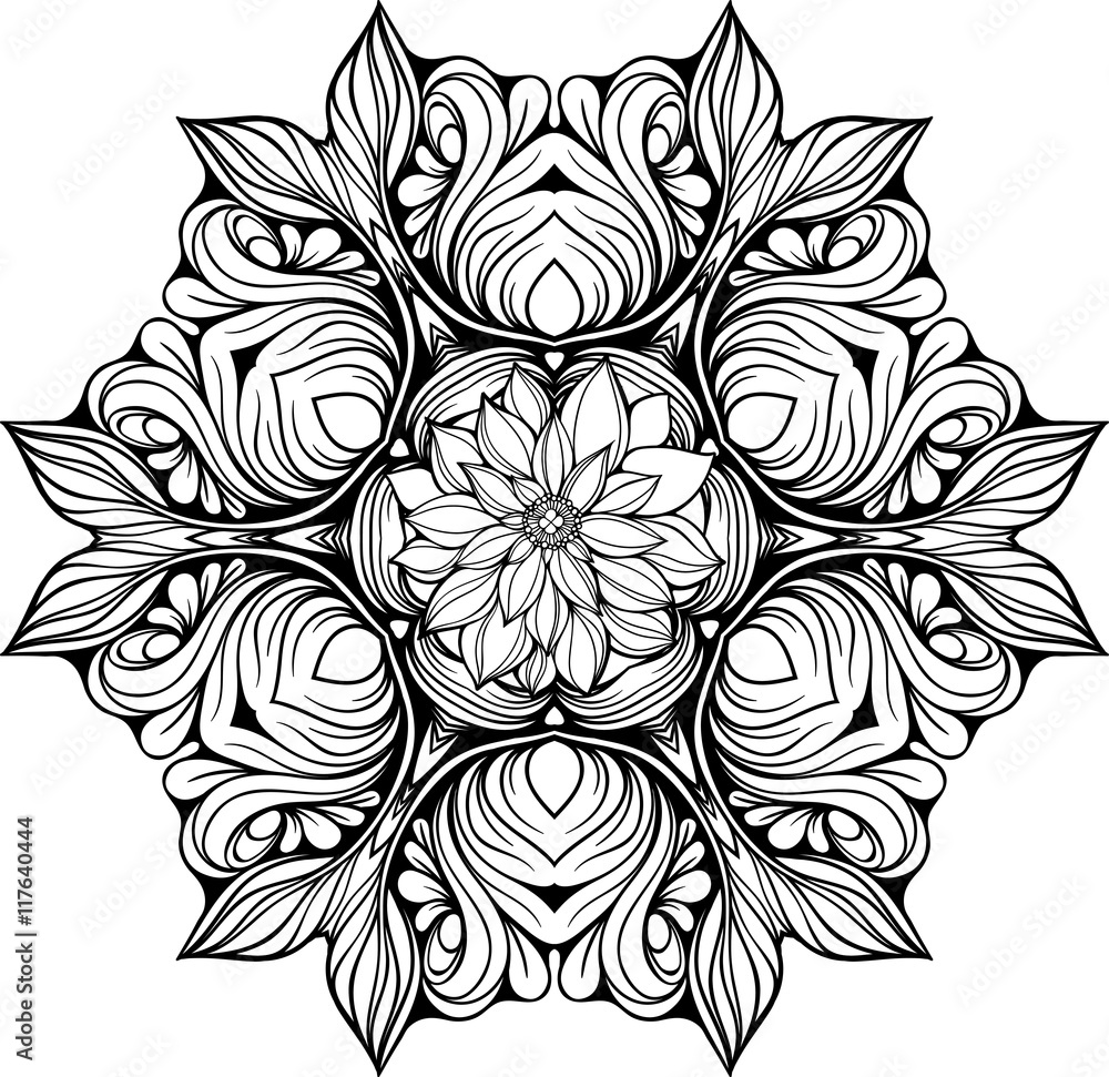 custom made wallpaper toronto digitalMandala made of floral elements.