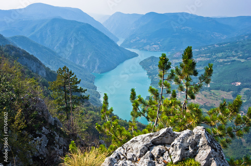 Viewpoint Banjska rock at Tara mountain looking down to Canyon of Drina river, west Serbia