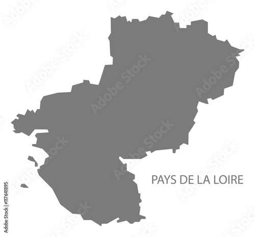Pays de la Loire France Map grey
