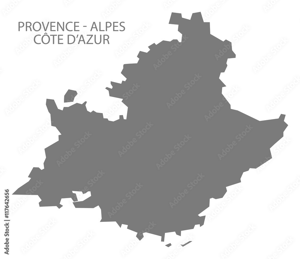 Provence - Alpes - Code d Azur France Map grey
